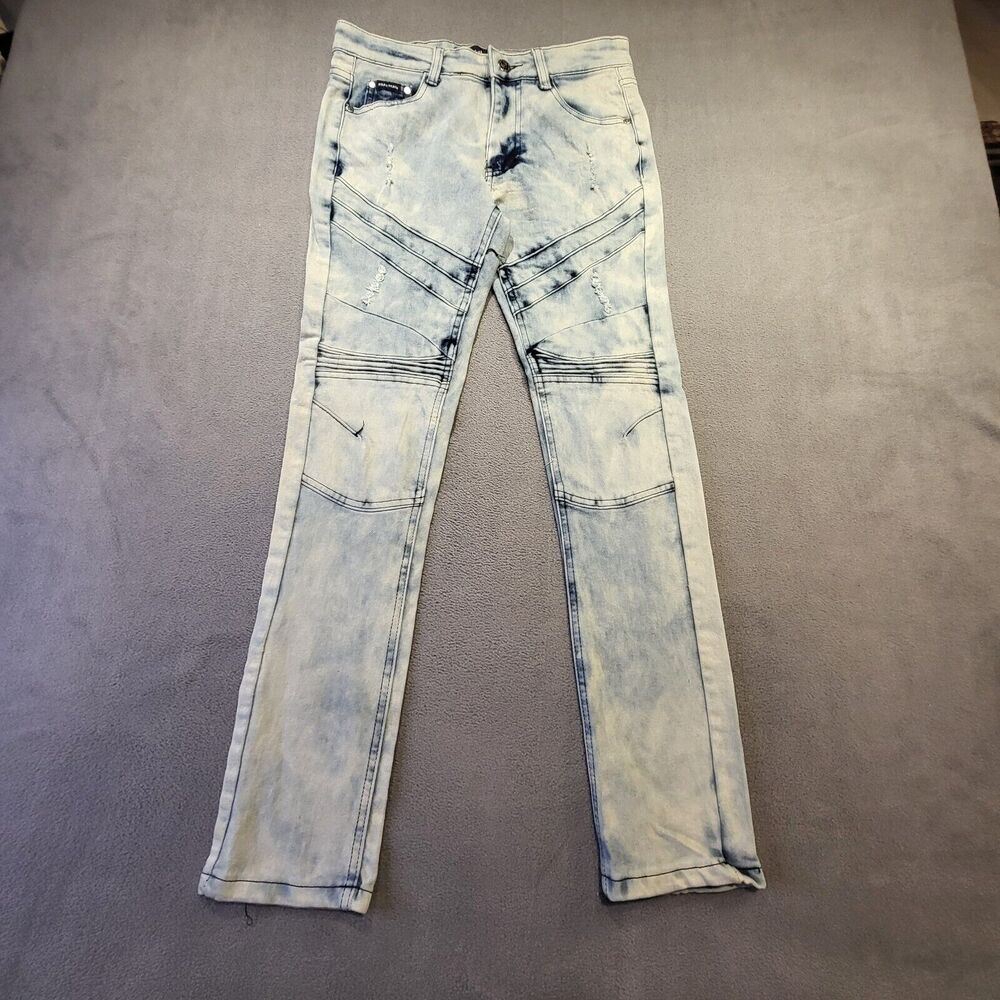 Phat Farm Moto Jeans Girls Size 14 Skinny Leg Stretch Distressed Denim